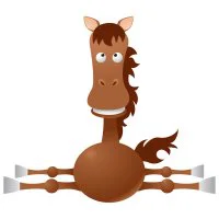 Цветной вариант раскраски неуклюжая лошадь