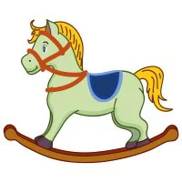 Цветной пример раскраски лошадка качалка