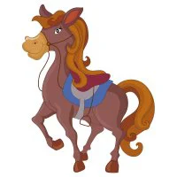 Цветной вариант раскраски лошадь с гривой