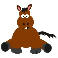 Цветной вариант раскраски веселая лошадь