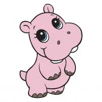 Цветной пример раскраски бегемотик-милашка