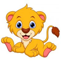 Цветной вариант раскраски маленький львенок