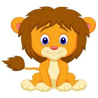 Цветной вариант раскраски милый львенок