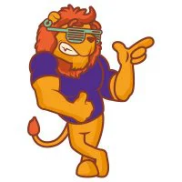 Цветной вариант раскраски крутой лев в очках