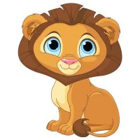 Цветной вариант раскраски милый малыш львенок