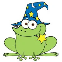 Цветной пример раскраски лягушка волшебница