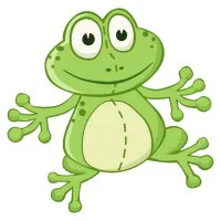 Цветной вариант раскраски игрушечная лягушка для детей