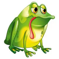 Цветной вариант раскраски лягушка грустит