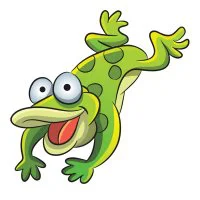 Цветной пример раскраски лягушонок прыгает