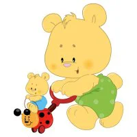 Цветной вариант раскраски медведь мама и малыш