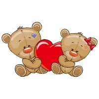 Цветной вариант раскраски мишки тедди с сердцем в руках