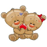 Цветной вариант раскраски медведи тедди с сердечком день святого валентина