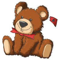 Цветной вариант раскраски игрушка плюшевый мишка