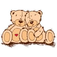 Цветной вариант раскраски два медведя тедди любовь