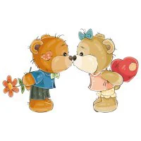 Цветной пример раскраски мишка с сердечком