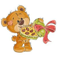 Цветной вариант раскраски медвежонок тедди с конфетами