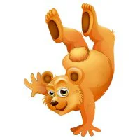 Цветной пример раскраски медведь трюкач