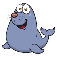 Цветной вариант раскраски милый тюлень