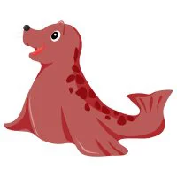 Цветной пример раскраски хорошенький морской котик