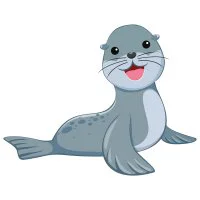 Цветной пример раскраски маленький милый тюлень