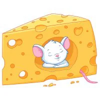 Цветной вариант раскраски серая мышка в сыре