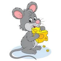 Цветной вариант раскраски милый мышонок