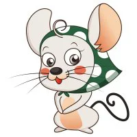 Цветной вариант раскраски девочка мышка