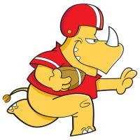 Цветной вариант раскраски носорог играет в американский футбол