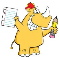 Цветной вариант раскраски довольный носорог