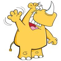 Цветной пример раскраски носорог машет