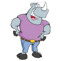 Цветной пример раскраски носорог-силач