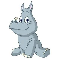 Цветной вариант раскраски малыш носорог