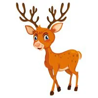 Цветной вариант раскраски олень с большими рогами