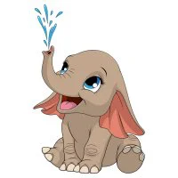 Цветной пример раскраски милый слоненок