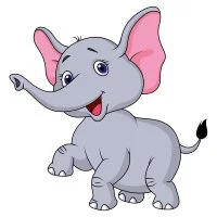 Цветной вариант раскраски слоник радуется