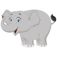 Цветной вариант раскраски слон девочка