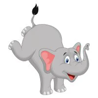 Цветной вариант раскраски африканский слон на передних лапах