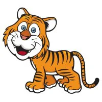 Цветной вариант раскраски красивый тигренок