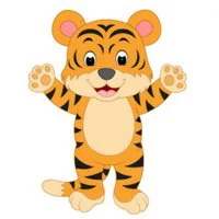 Цветной вариант раскраски тигренок на задних лапках