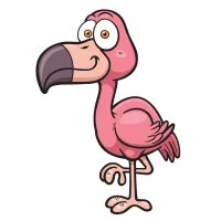 Цветной вариант раскраски красивый фламинго