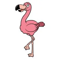 Цветной вариант раскраски розовый фламинго