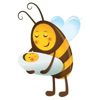 Цветной пример раскраски пчелка мама