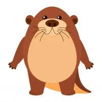 Цветной вариант раскраски хорошенький бобер