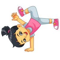 Цветной вариант раскраски девочка стоит на руке