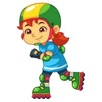 Цветной пример раскраски девочка катается на роликах