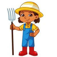 Цветной вариант раскраски девочка садовник