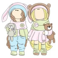 Цветной вариант раскраски красивые куклы