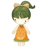 Цветной пример раскраски куколка девочка