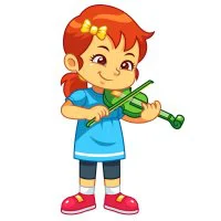 Цветной пример раскраски девочка играет на скрипке