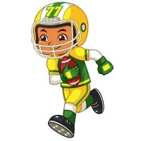 Цветной пример раскраски мальчик играет в американский футбол